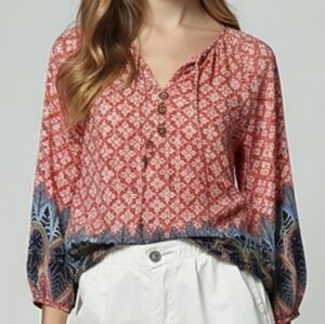Investments  Boho Tunic Multi Color Women's Blouse Size Small NWOT